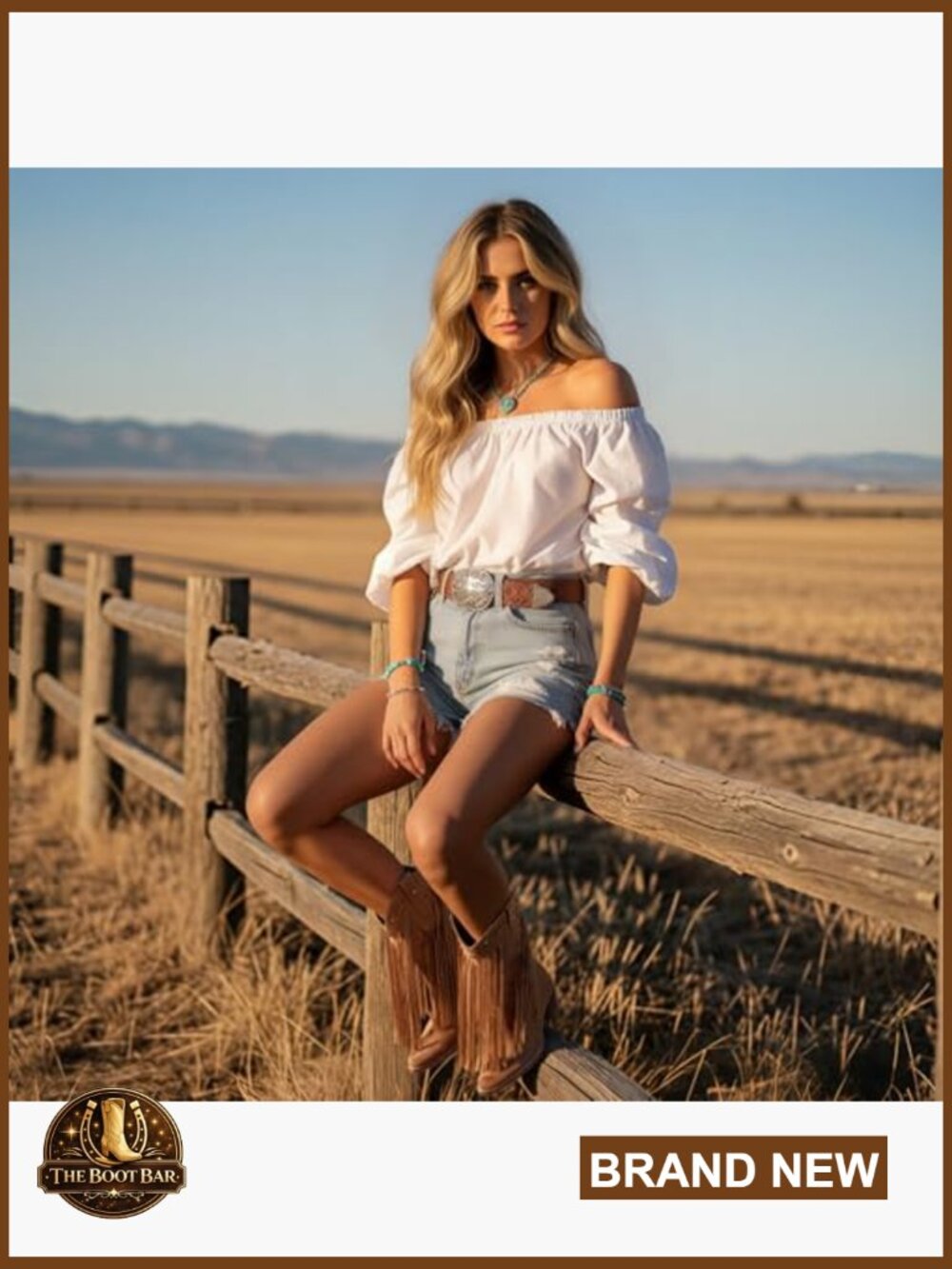 Mid Calf Cowboy Boots with Fringe, Star Studded, Pointed Toe, Chunky Heel - Picture 3 of 7